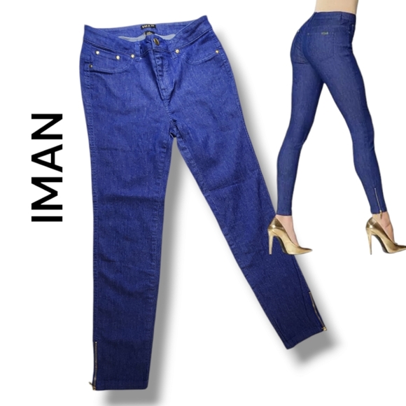 Iman Global Chic Slip Into Slim Ankle Zipper Denim Jeans - Size 6 NWT - Picture 8 of 8